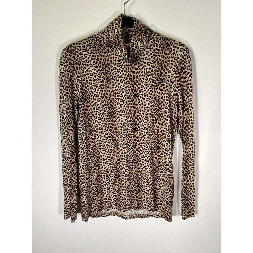 Tyler Boe brown leopard preppy turtleneck S stretch mobwife officecore